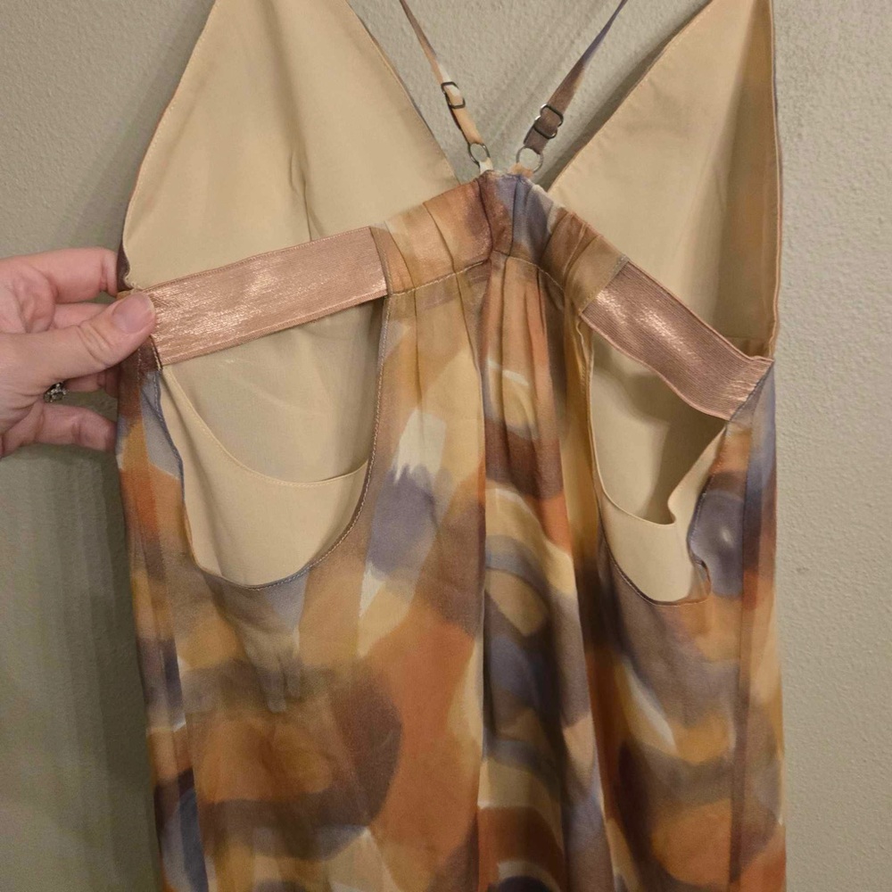 Alice + Olivia Multicolor Abstract Print Slip Dress (Beige, Taupe, Lavender) - Picture 4 of 5